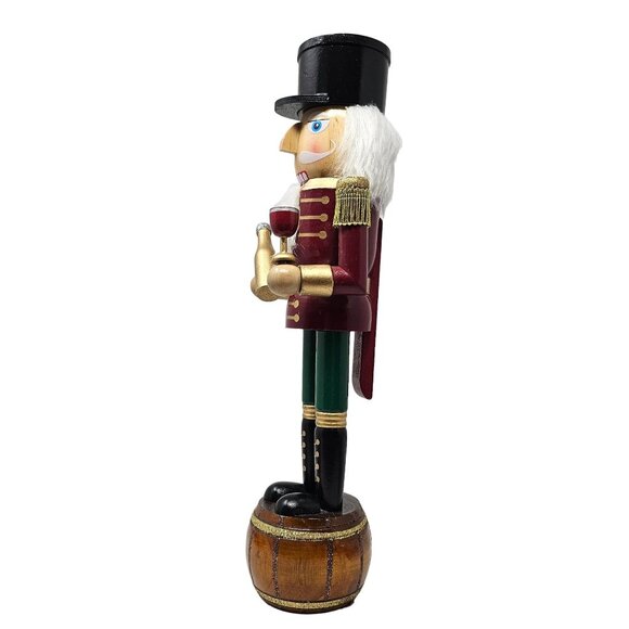 Wine Sommelier Maker Grapes Cask Bottle 14" Nutcracker - Picture 4 of 5